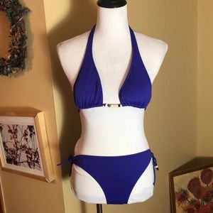 VTG Y2K RALPH LAUREN size XS Beaded Vivid Violet Padded Bra Triangle Bikini SEXY